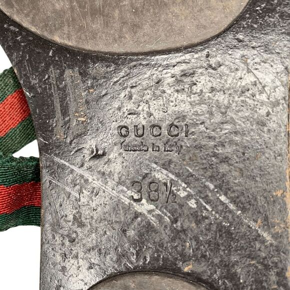 Gucci GG Web Stripe Thong Sandals EU 38.5 US 8.5 Brown Flip Flop Slide Flat Heel - Picture 13 of 13